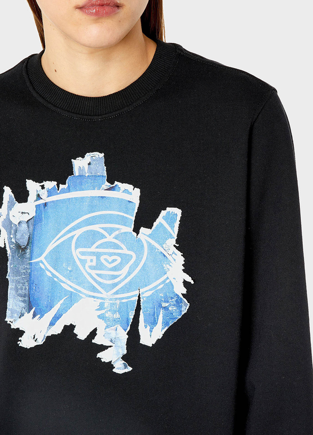 Черный свитшот Diesel рисунок без декора (328200079)