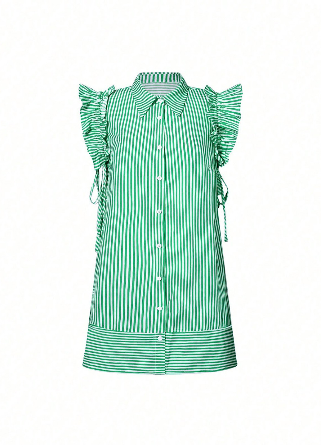 Зеленое кэжуал платье рубашка SHEIN в полоску