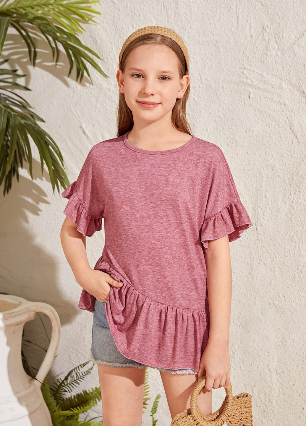 Розовая летняя футболка SHEIN