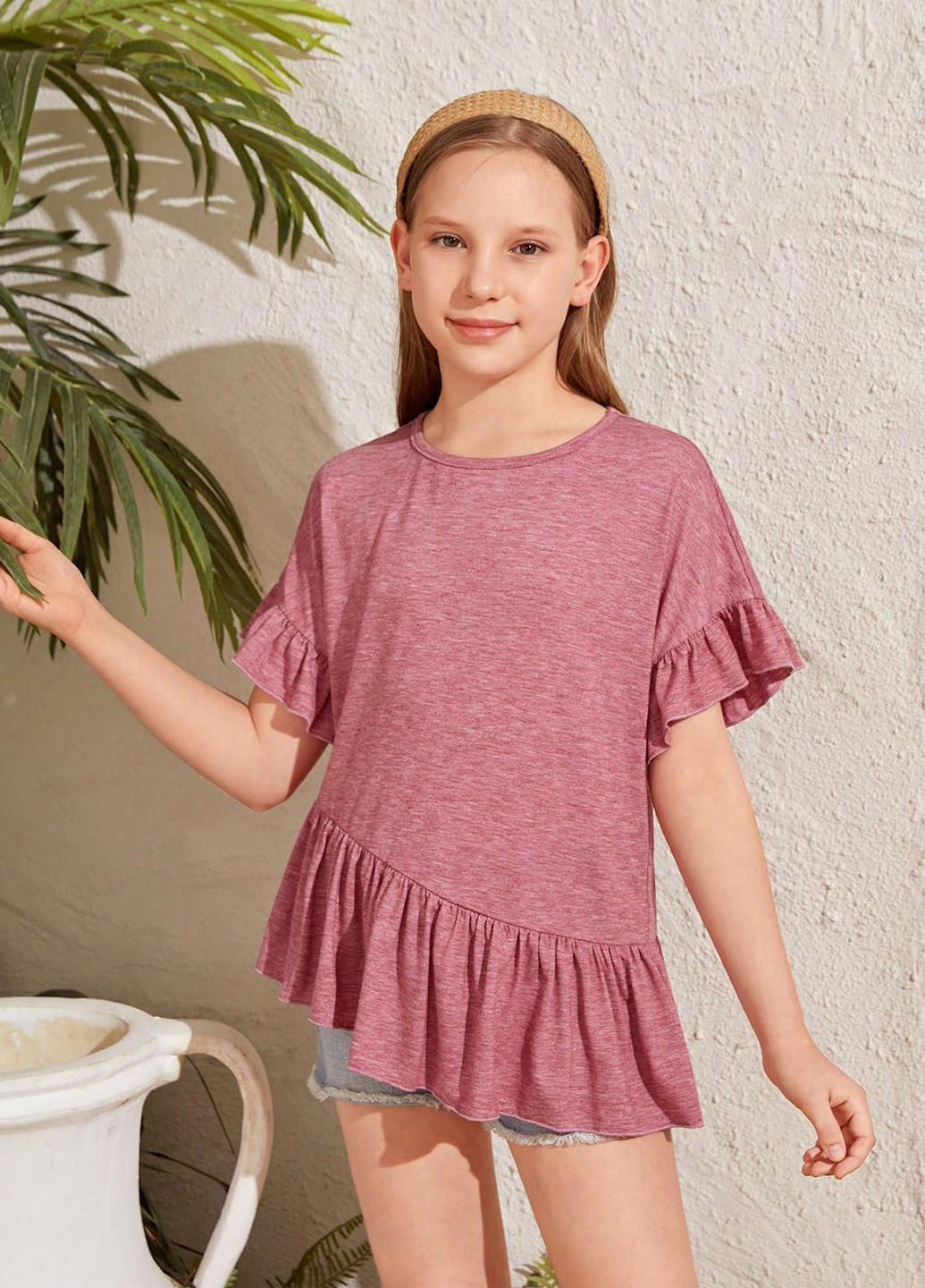 Розовая летняя футболка SHEIN