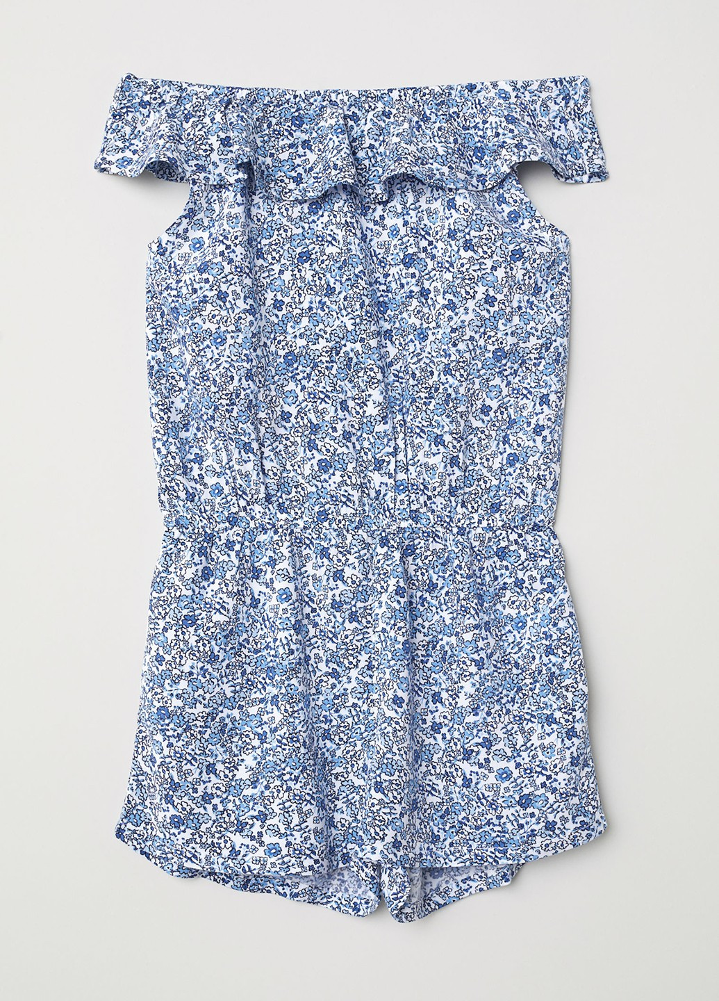 Комбинезон H&M комбинезон-шорты цветочный светло-синий кэжуал