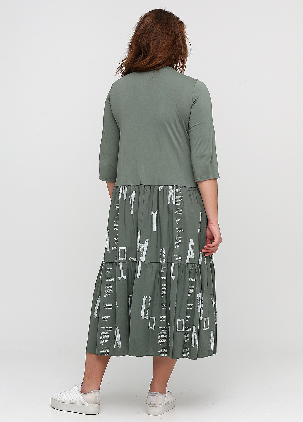 Оливковое (хаки) кэжуал платье New Collection с абстрактным узором
