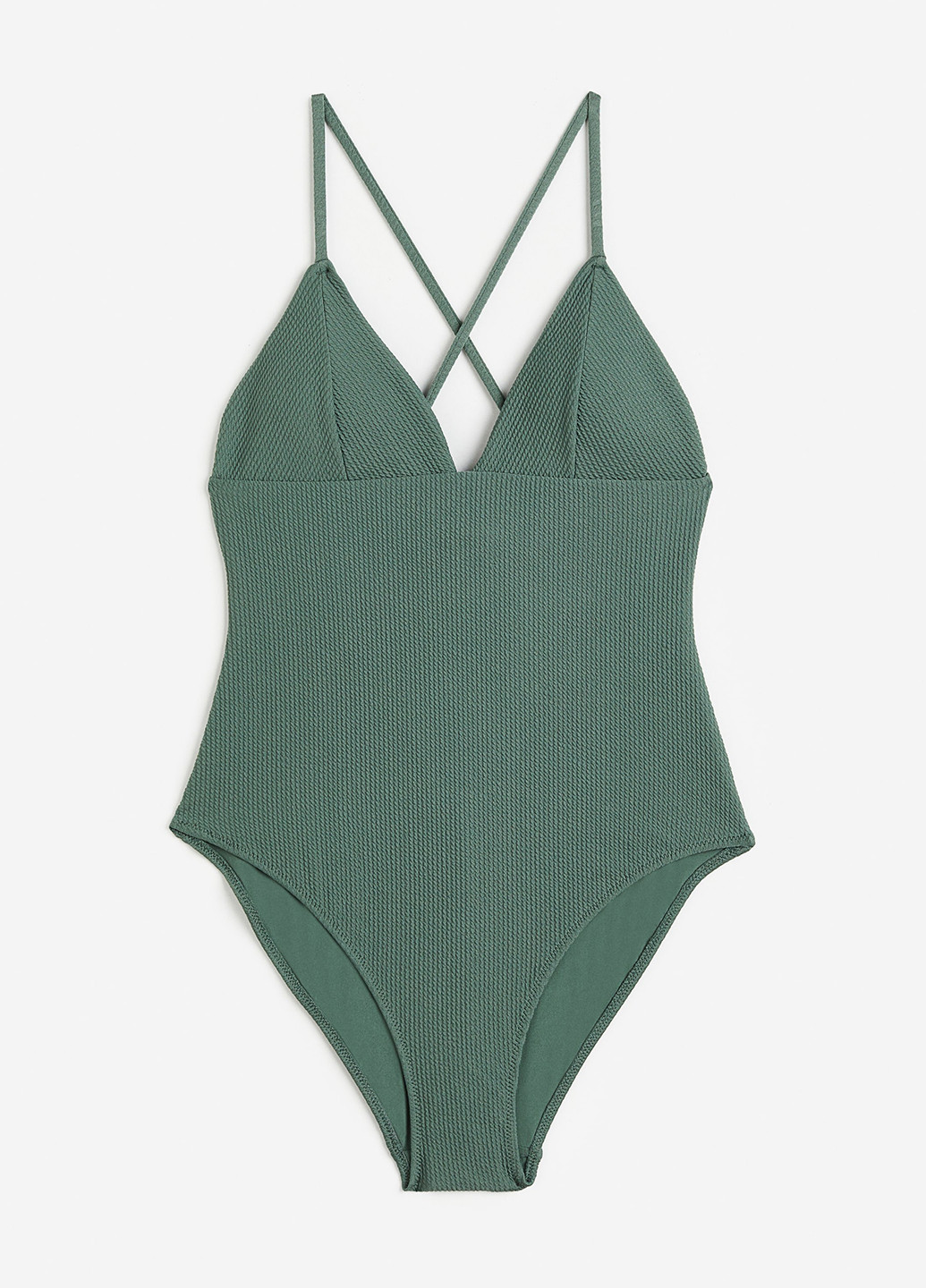 Оливковый летний купальник слитный H&M