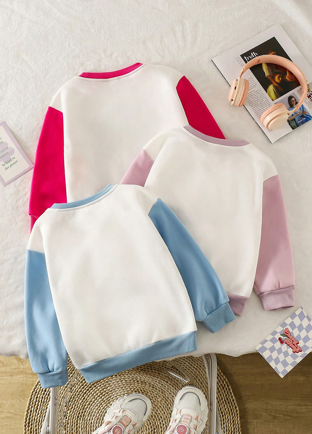 SHEIN світшот (3 шт.) малюнок комбінований кежуал поліестер