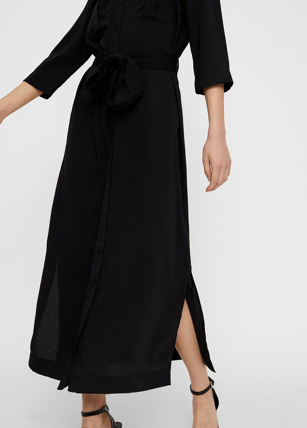 Черное кэжуал платье рубашка Vero Moda однотонное