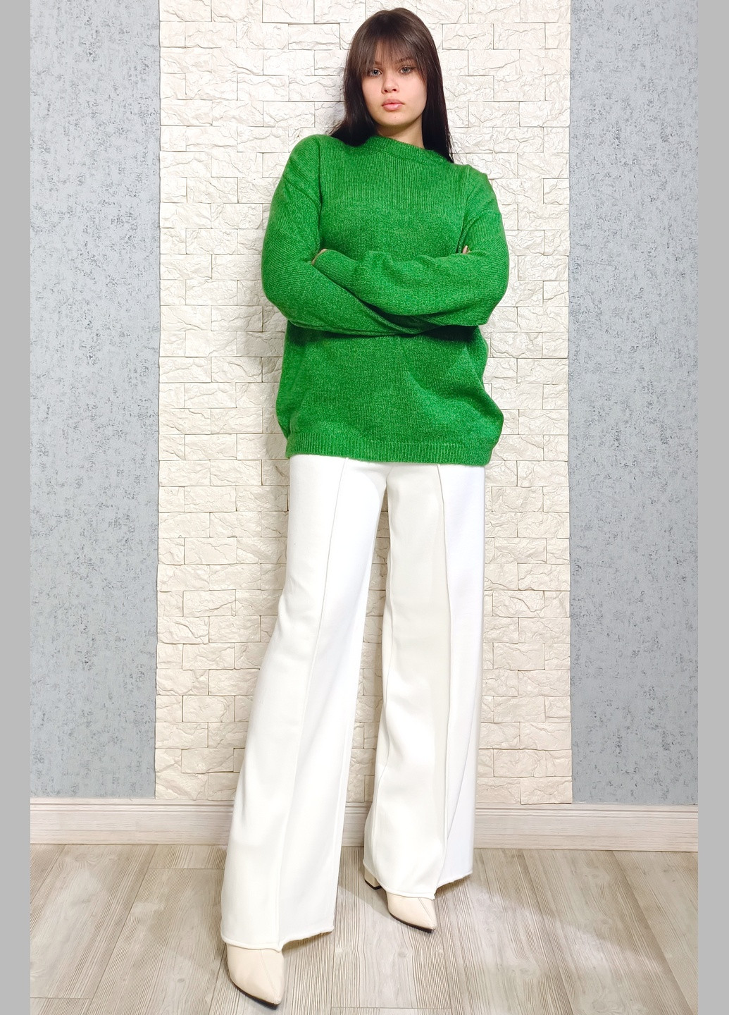 Светло-зеленый зимний свитер Hot Fashion