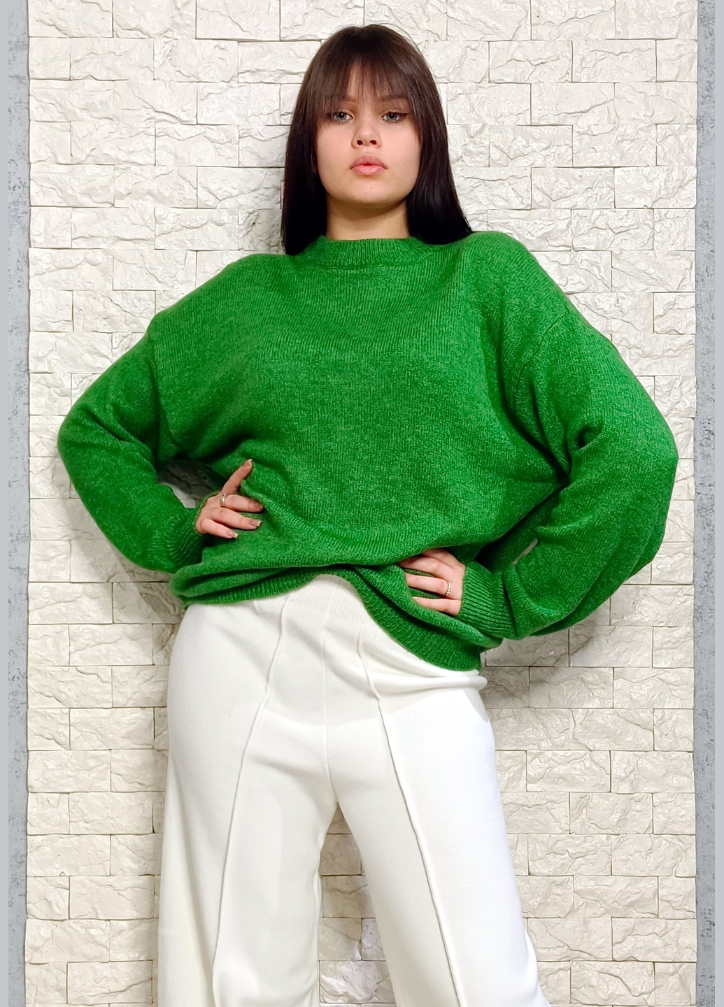 Світло-зелений зимовий светр Hot Fashion