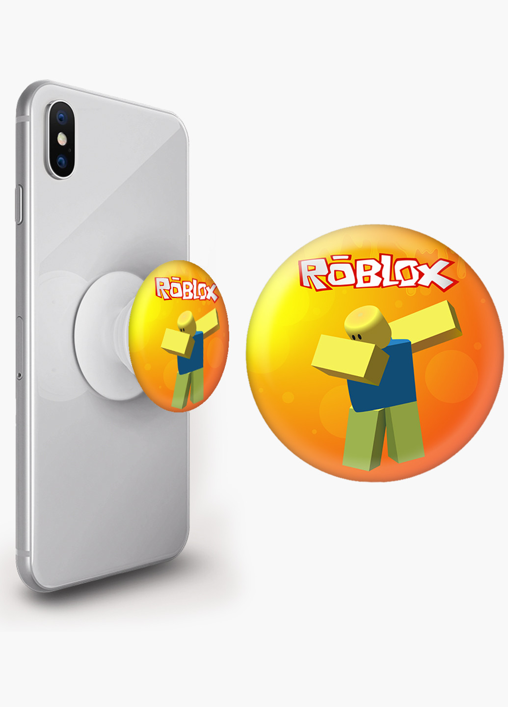 Попсокет (Popsockets) держатель для смартфона Роблокс (Roblox) (8754-1707) Черный MobiPrint (216836577)