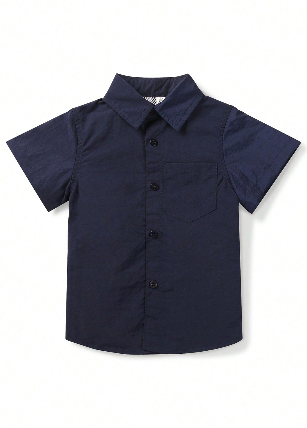 Темно-синяя кэжуал рубашка однотонная SHEIN