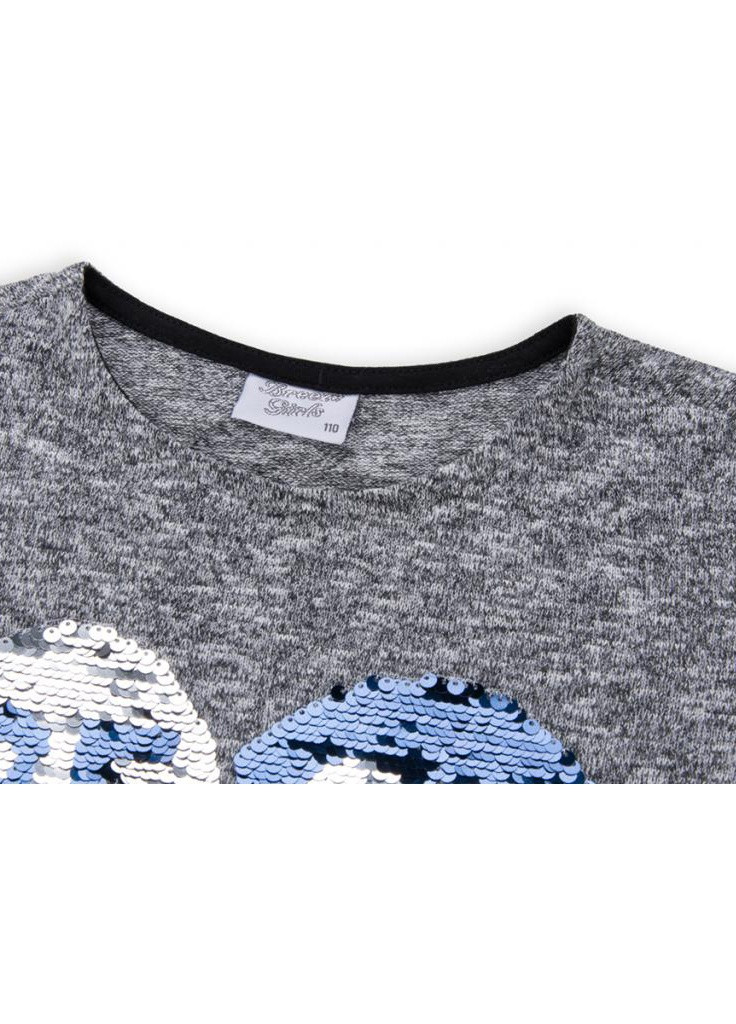 Кофта с аппликацией из пайеток "BEST" (1257_1-116G-gray blue) Breeze (202365632)