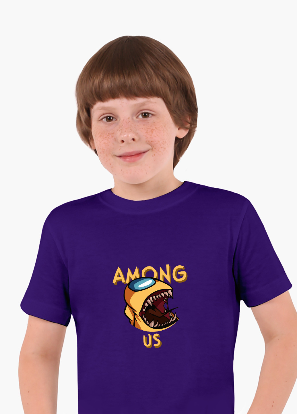 Фіолетова демісезонна футболка дитяча амонг ас жовтий (among us yellow) (9224-2409) MobiPrint