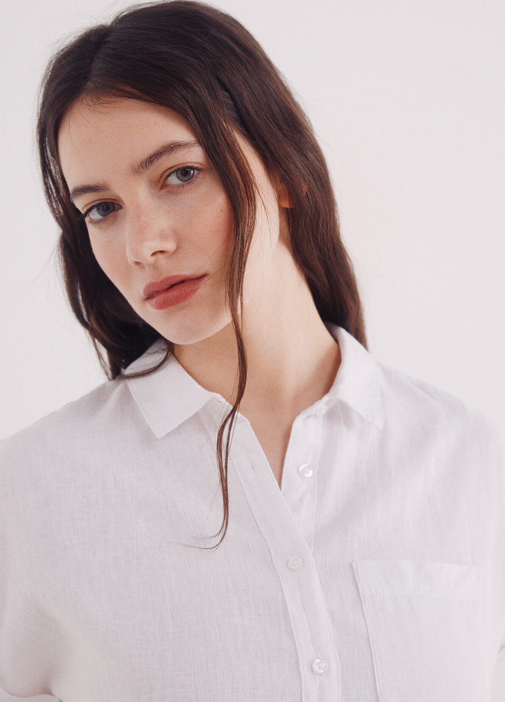 Белая кэжуал рубашка однотонная Springfield