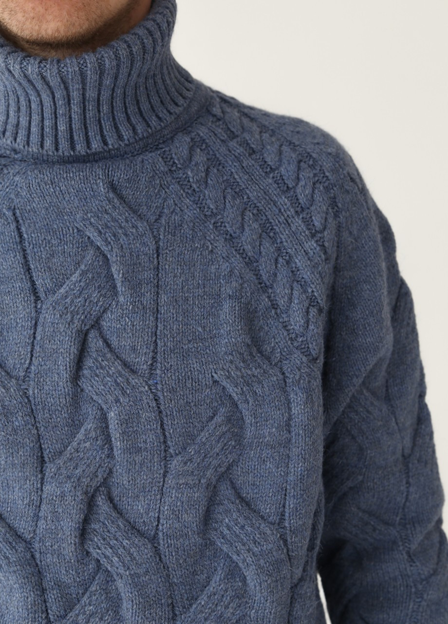 Синий зимний свитер мужской синий зимний теплый с косами Pulltonic Прямая