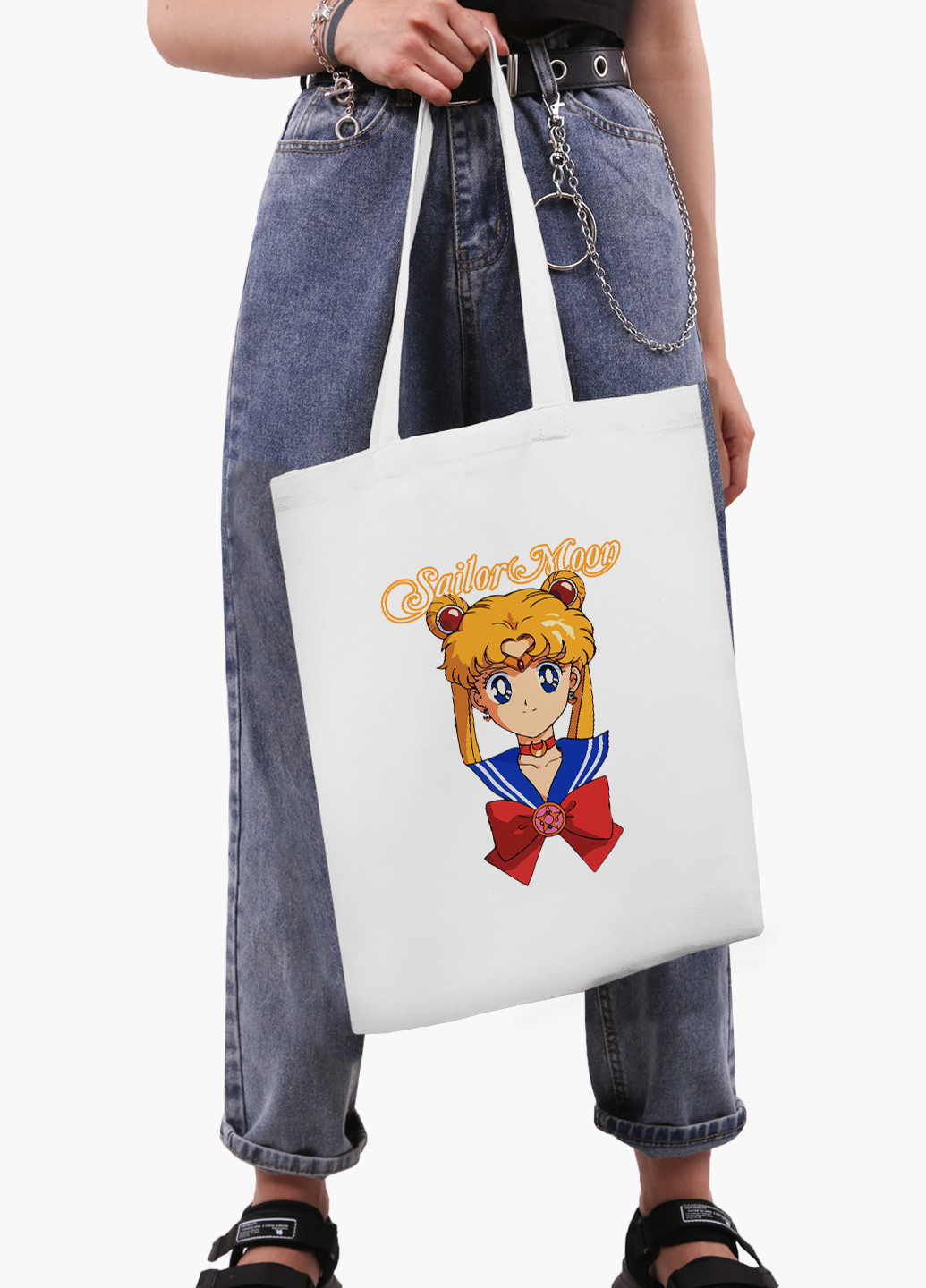 Эко сумка шоппер белая Сейлор Мун (Sailor Moon) (9227-2915-WT-2) экосумка шопер 41*35 см MobiPrint (224806215)