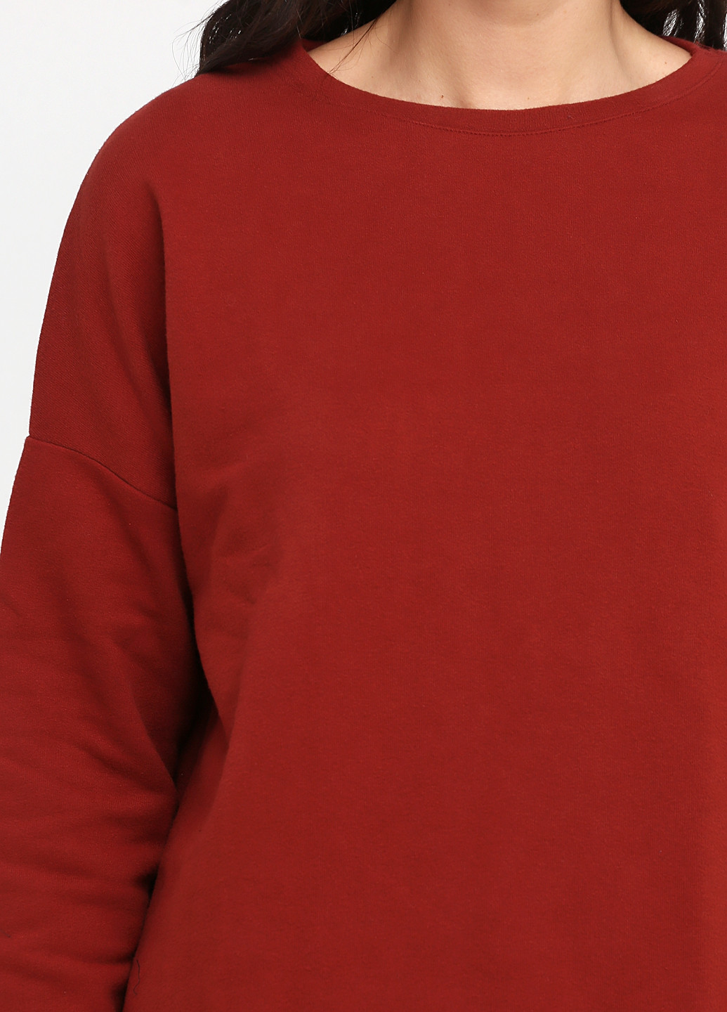 Свитшот Pull & Bear - Свободный крой однотонный бордовый кэжуал хлопок, трикотаж - (213935141)