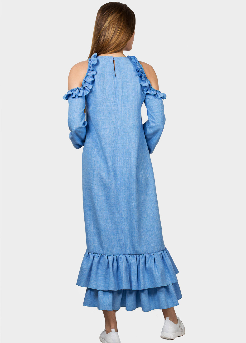 Блакитна кежуал плаття, сукня а-силует O`zona milano меланжева