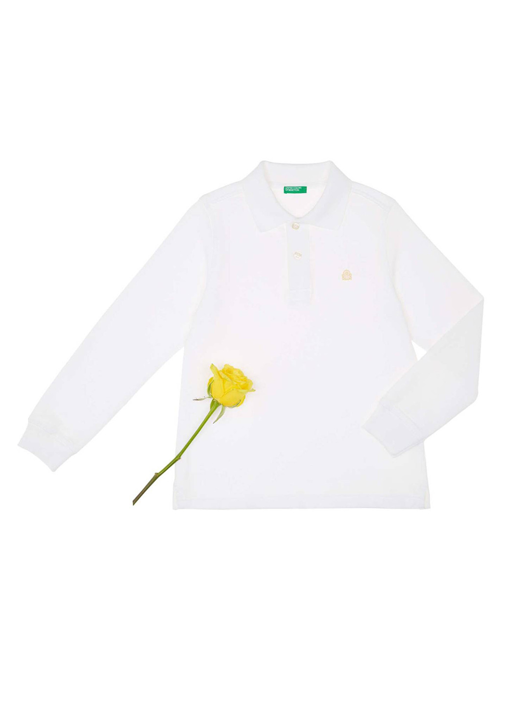 Белая детская футболка-поло для мальчика United Colors of Benetton с логотипом