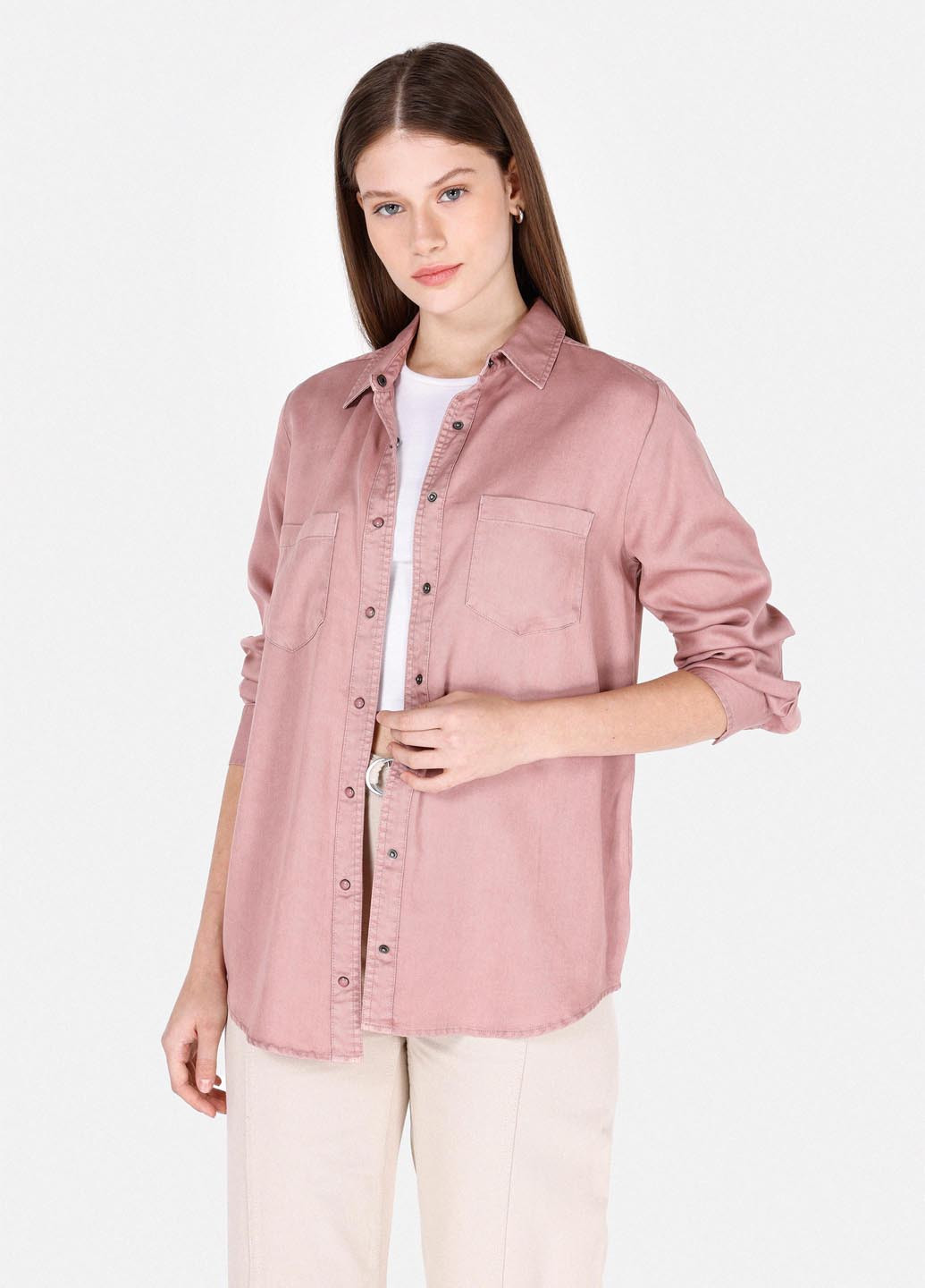 Розовая кэжуал рубашка однотонная Colin's