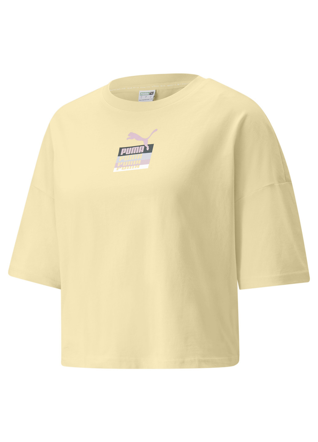 Желтая всесезон футболка brand love oversized women's tee Puma
