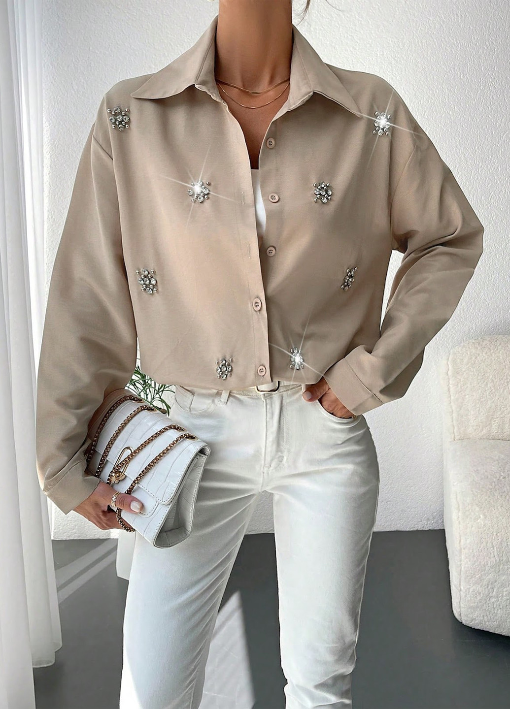 Бежевая блуза SHEIN