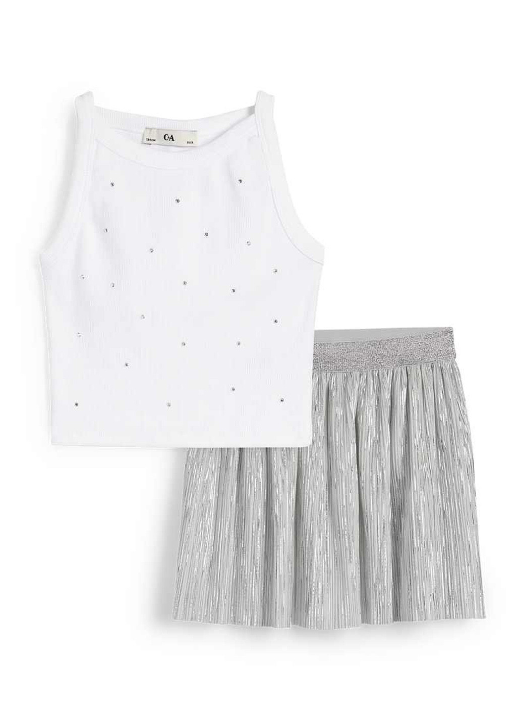 Комбинированный летний костюм (топ, юбка) C&A