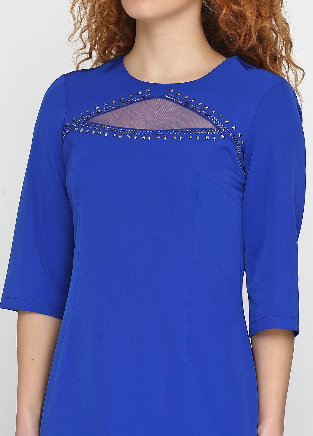 Синее кэжуал платье MS однотонное