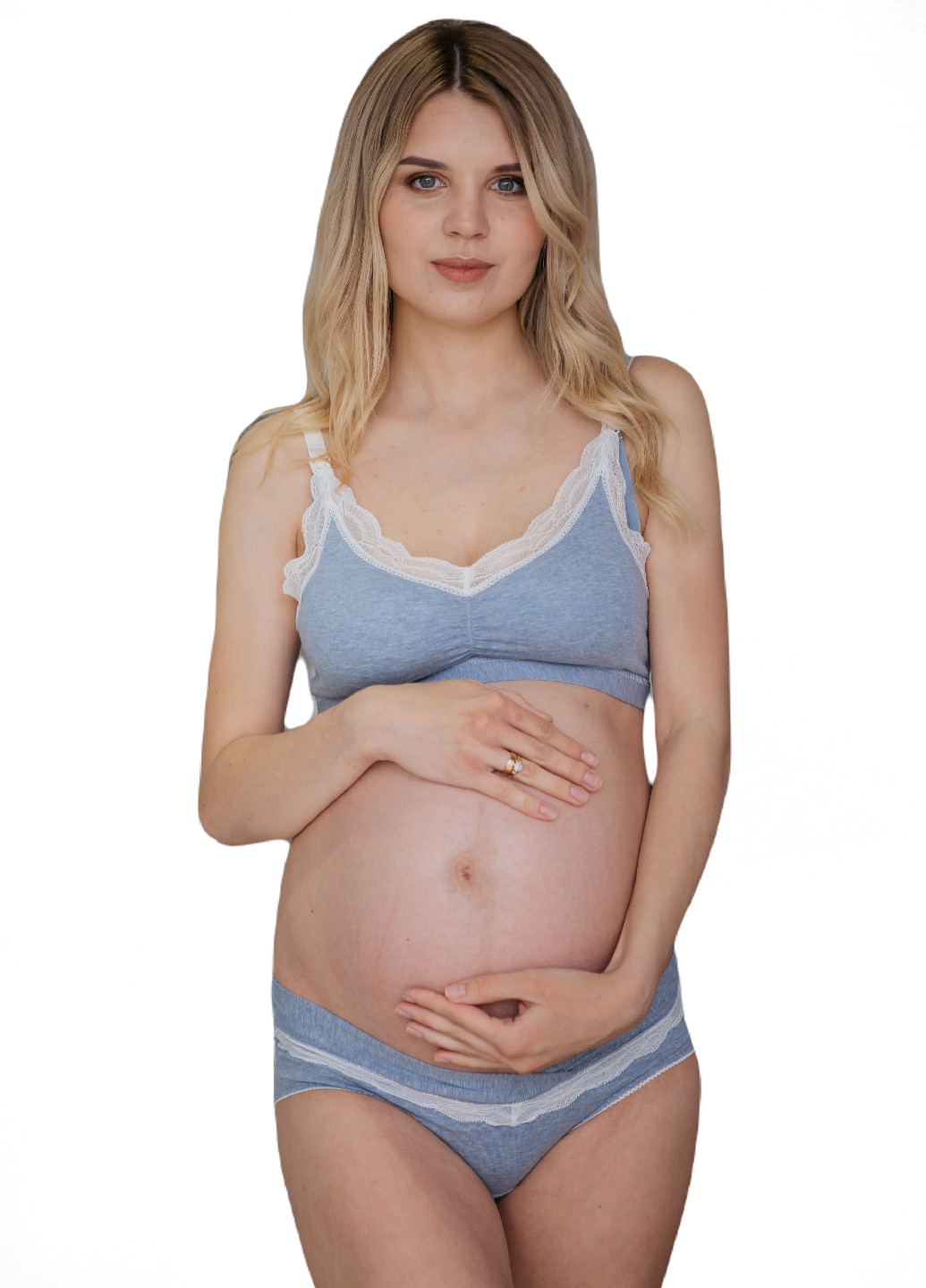 0019-1 Трусы для беременных с кружевом Голубые HN (228160107)