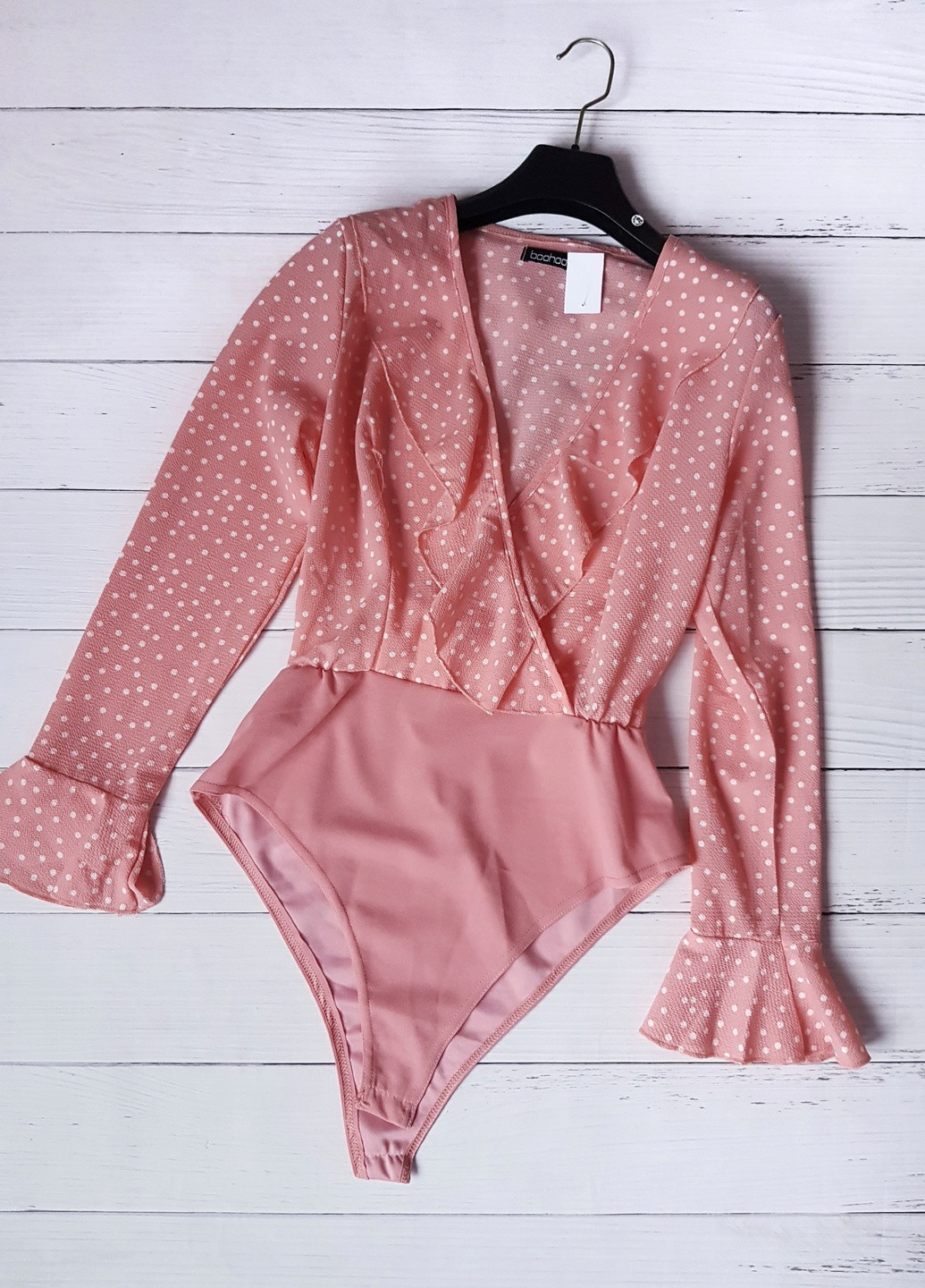 Боді-блуза в горошок Рожевий Boohoo (255614676)