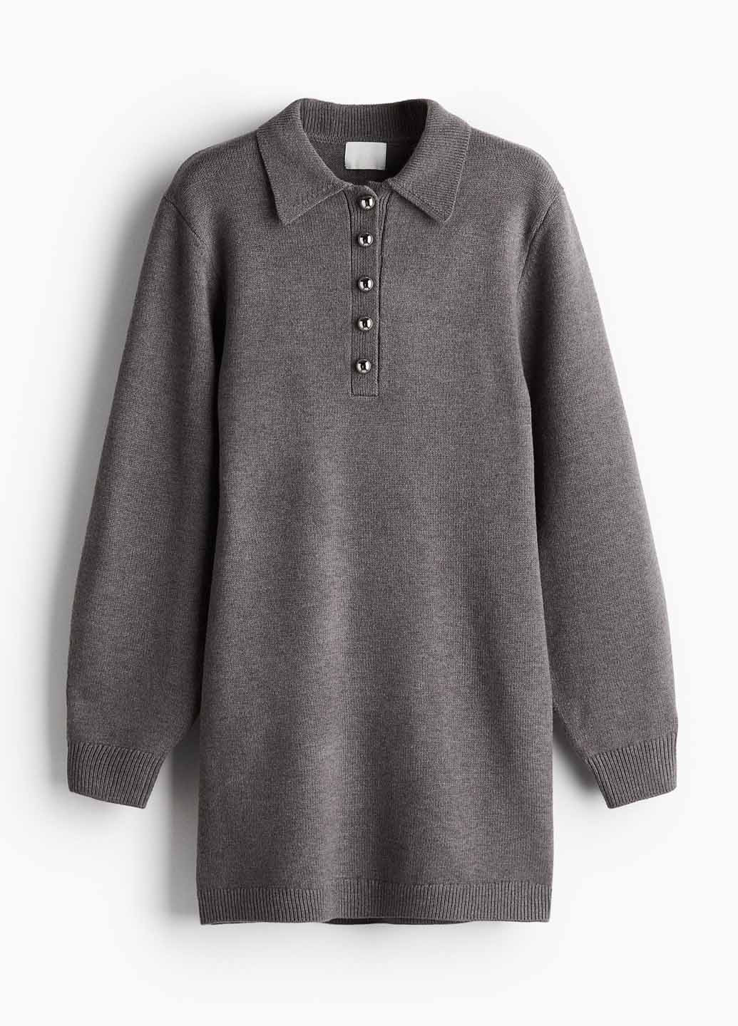 Сіра кежуал сукня поло, сукня светр H&M меланжева