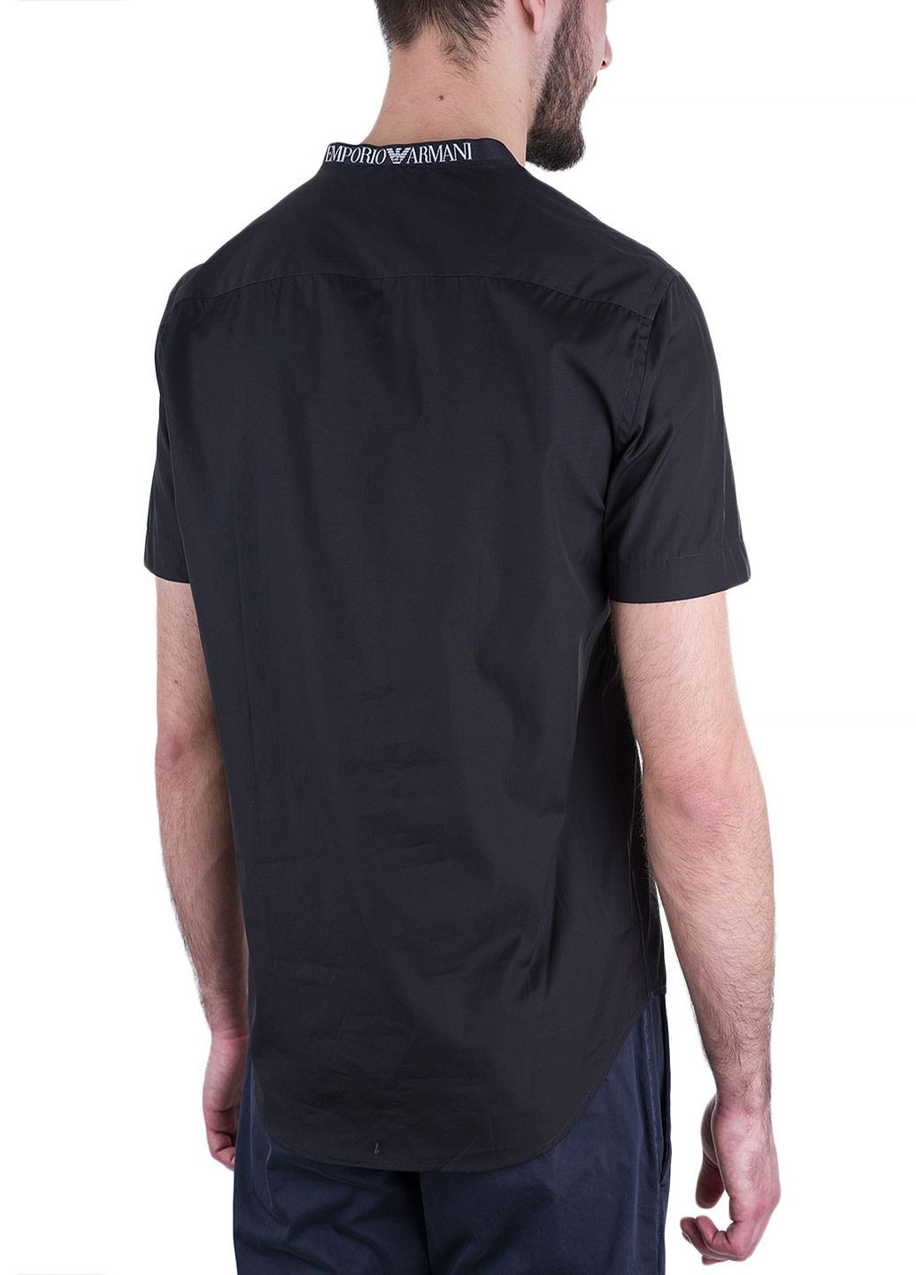 Черная рубашка с надписями Emporio Armani