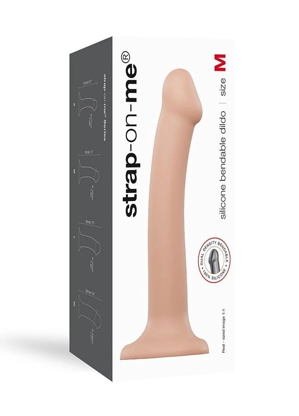 Насадка для страпона Dual Density Dildo Flesh M, диаметр 3,3см, двухслойная, гибкая Strap-On-Me (256537652)
