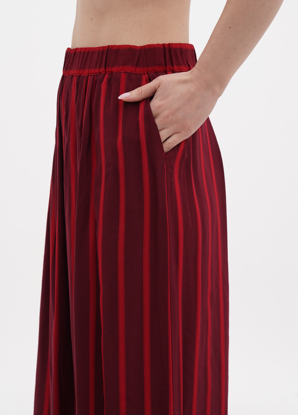Бордовые кэжуал демисезонные палаццо брюки Sisley