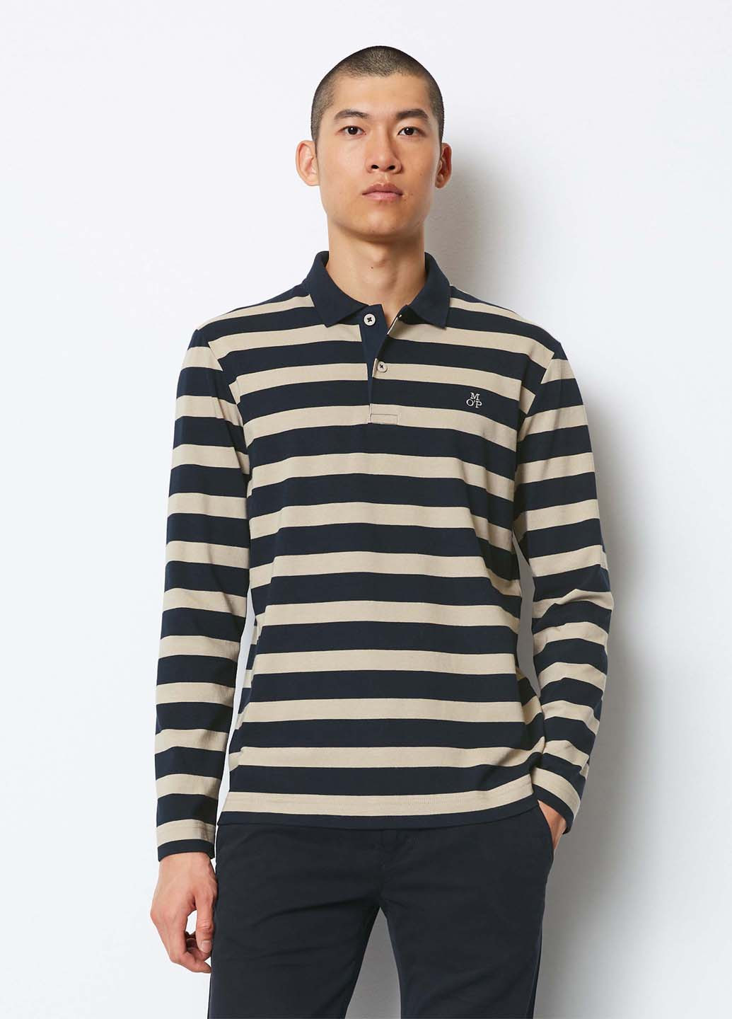 Черная футболка-поло для мужчин Marc O'Polo в полоску