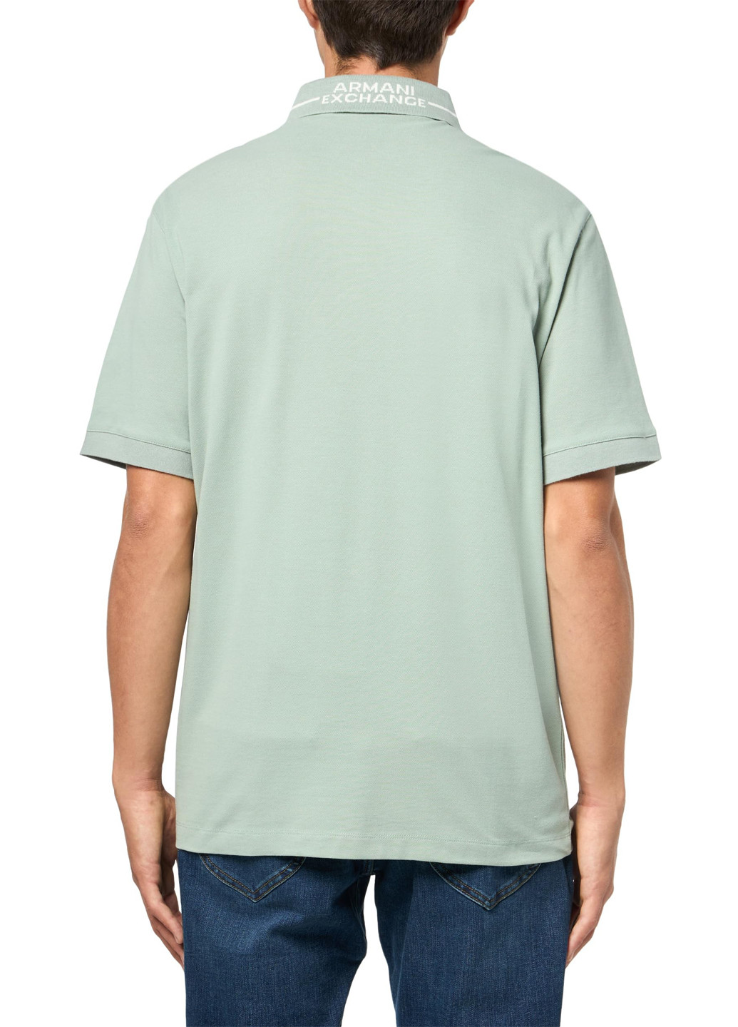 Зеленая футболка-поло для мужчин Armani Exchange однотонная