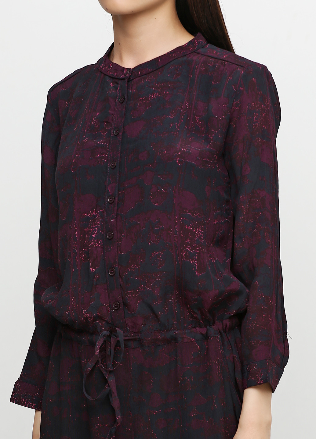 Бордовое кэжуал платье Minus с абстрактным узором