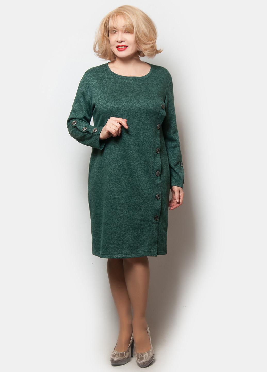 Зеленое кэжуал платье LibeAmore меланжевое