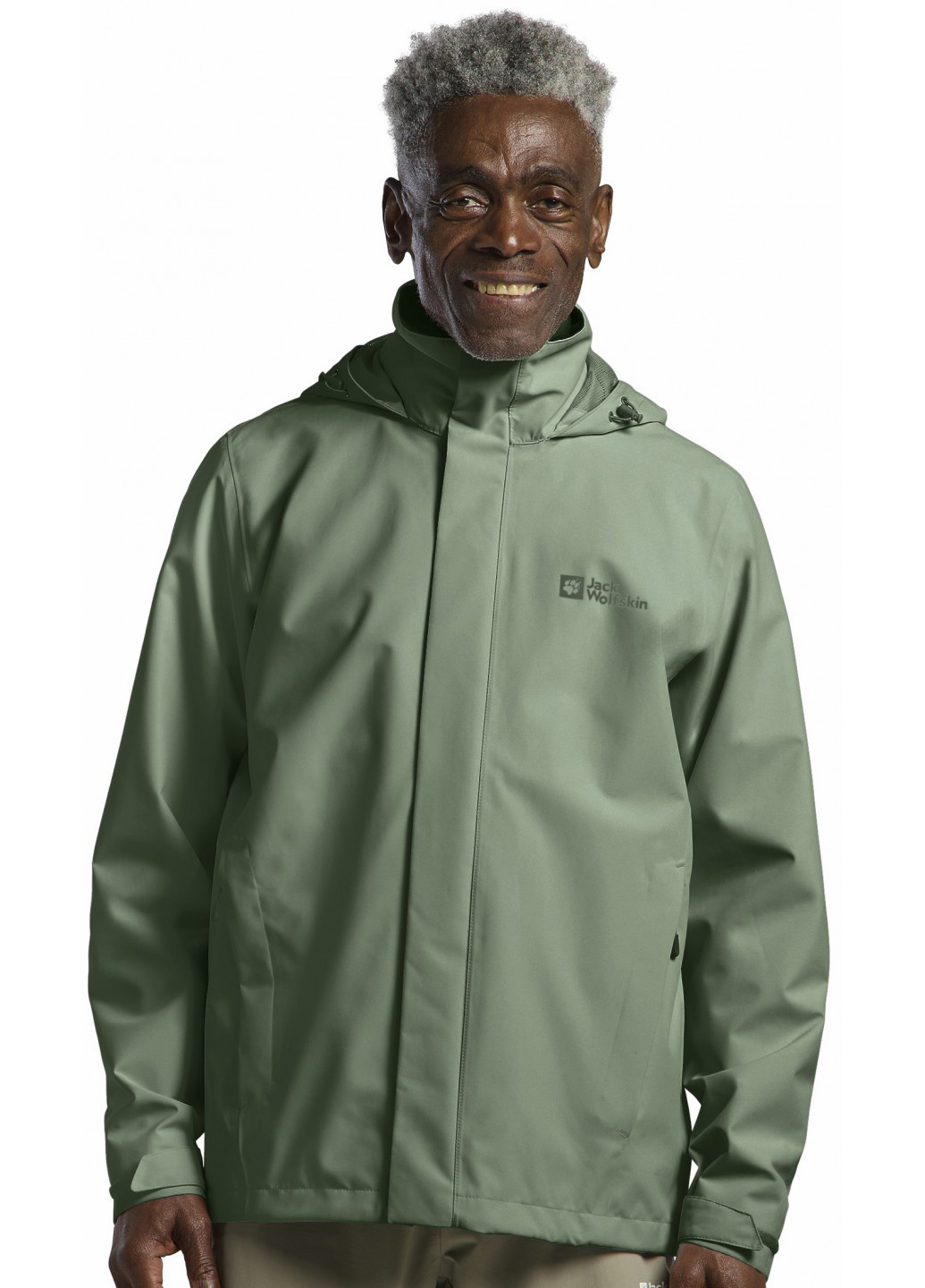 Серо-зеленая демисезонная ветровка Jack Wolfskin TRAILTIME 2L JKT M