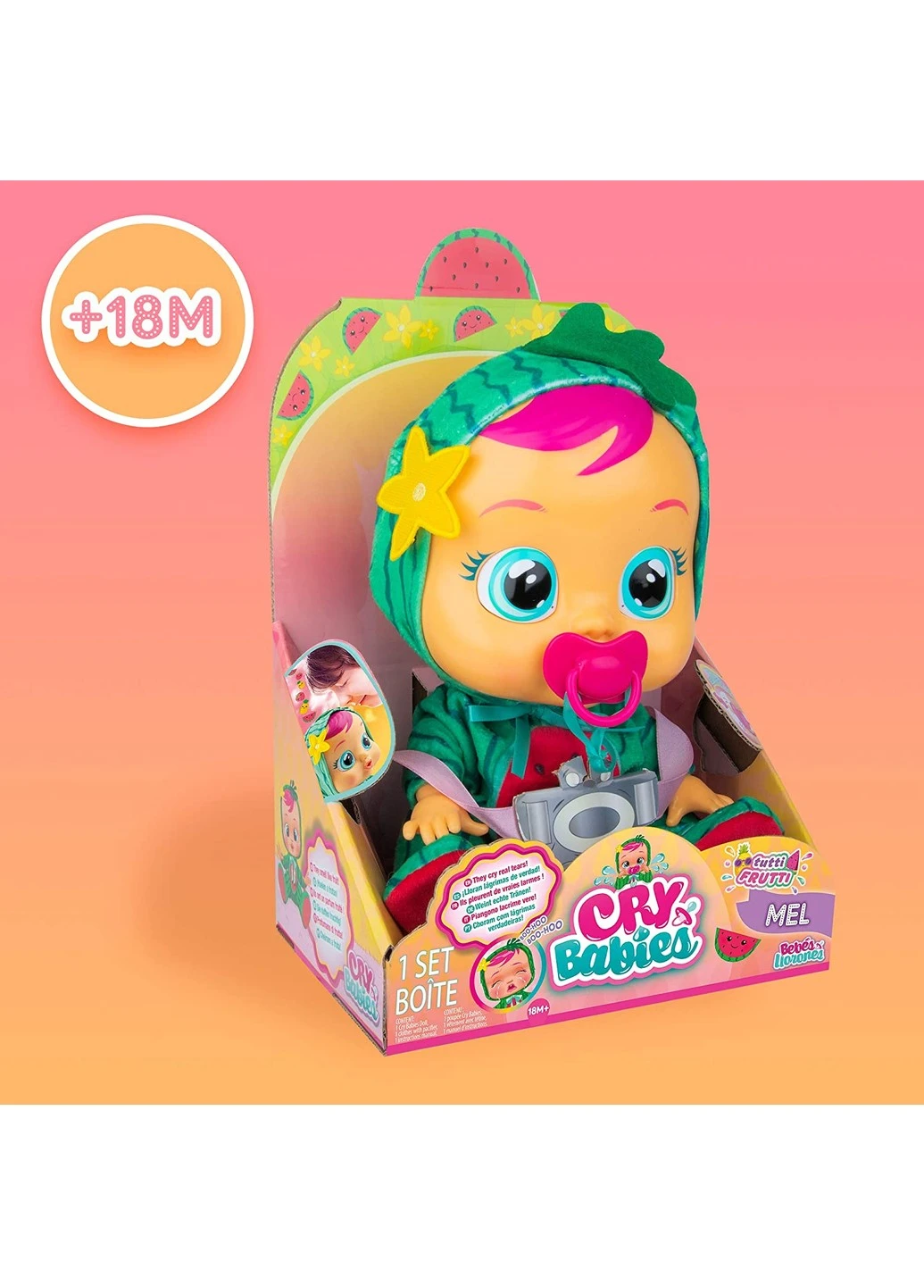 Интерактивная кукла Cry Babies Tutti Frutti Mel Плакса Мел с ароматом арбуза (93805) IMC Toys (255254265)
