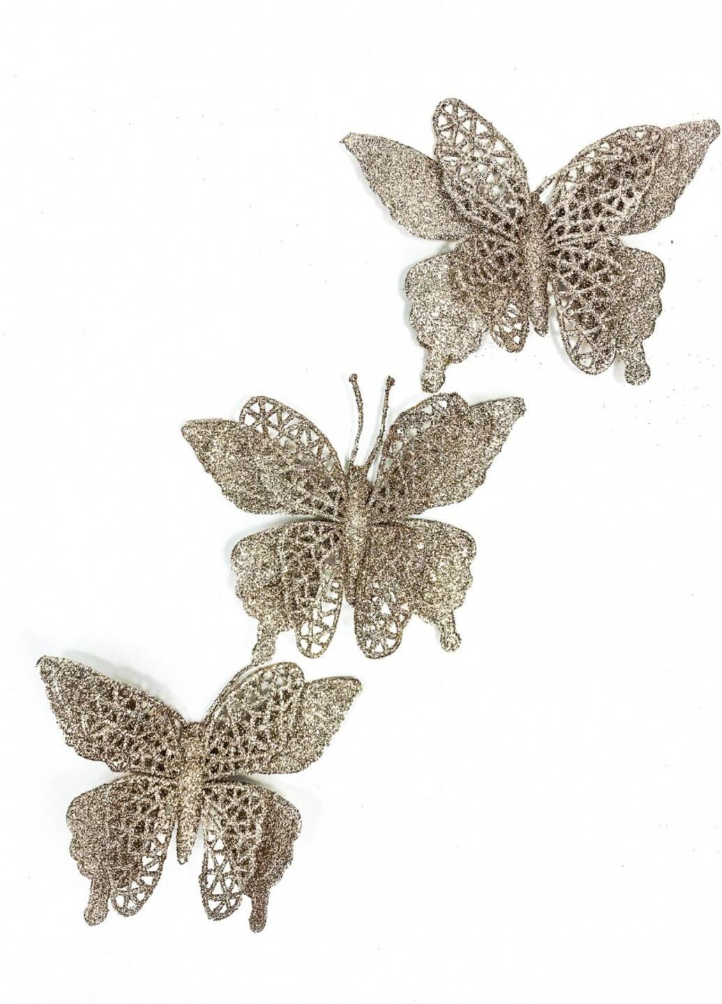 Декор "Метелик" подвійний з гліттером пудровий 01-17-62-3(N10-10-3) Art (254316487)