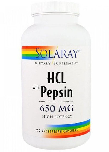 HCL with Pepsin 650 mg 250 Veg Caps SOR-04815 Solaray (256380238)