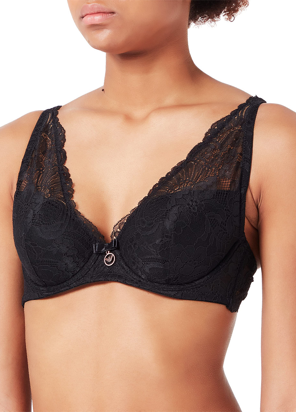 Чёрный бюстгальтер Emporio Armani с косточками полиамид