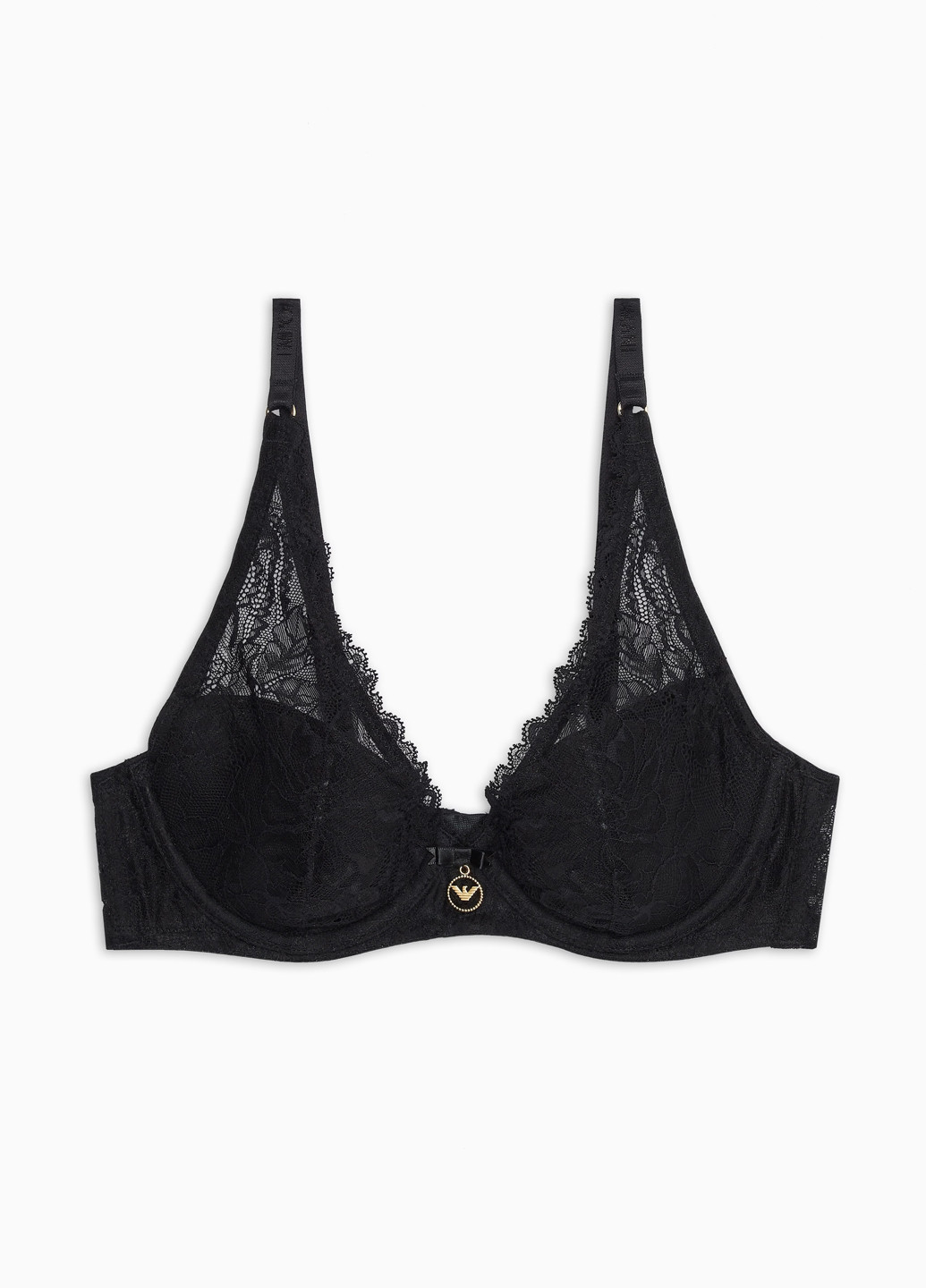 Чёрный бюстгальтер Emporio Armani с косточками полиамид