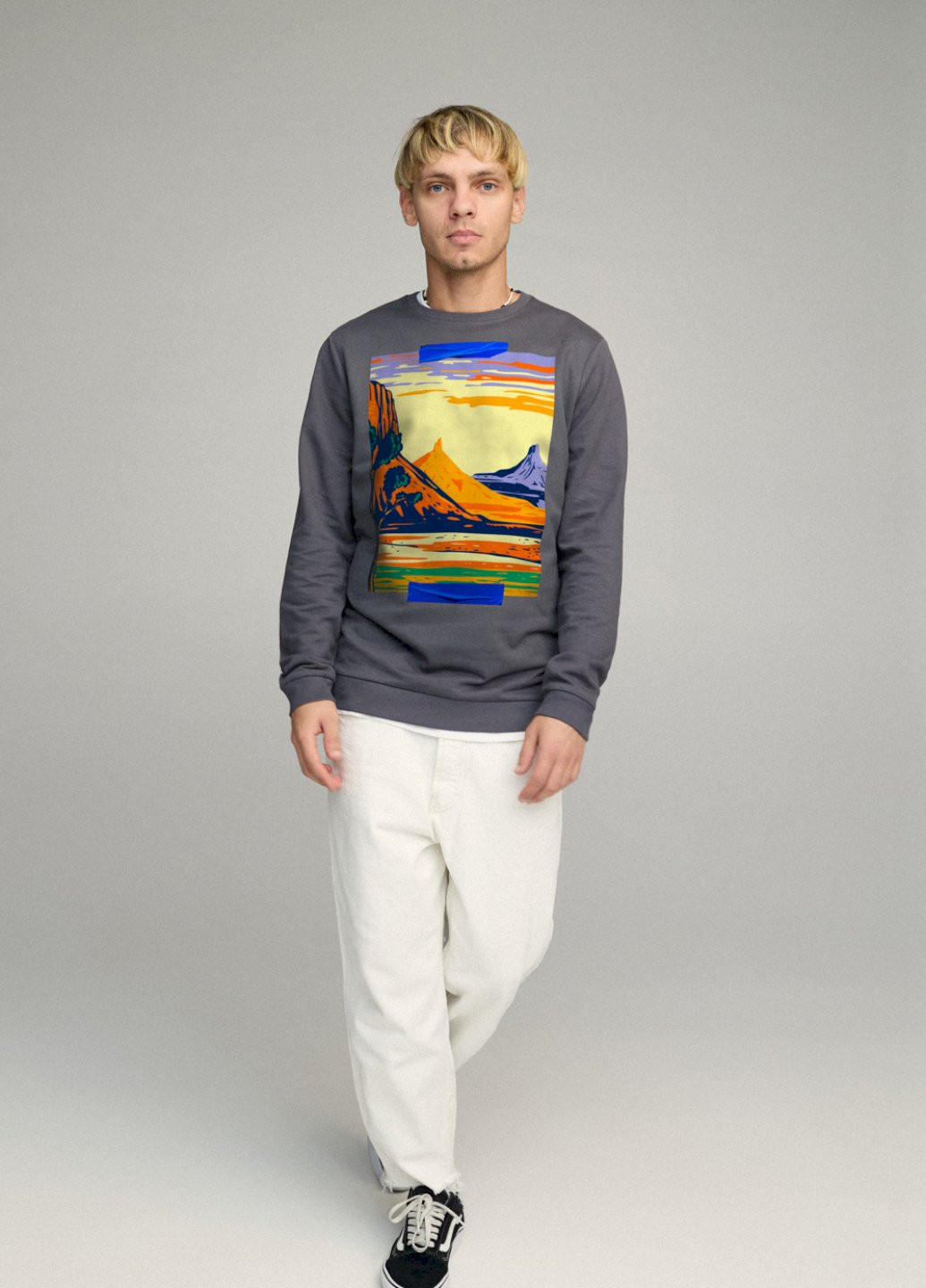 Темно-серый свитшот мужской basic /no flis/ YAPPI (252258900)