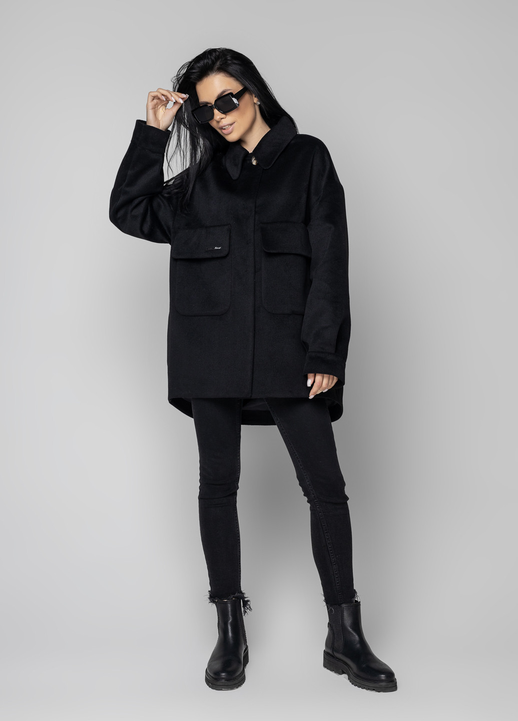 Черное демисезонное Пальто пальто-рубашка O`zona milano