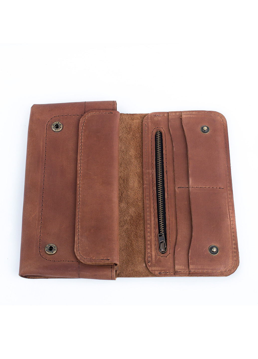 Вместительное мужское портмоне на кнопках ручной работы из натуральной винтажной кожи коньячного цвета Boorbon (253513778)