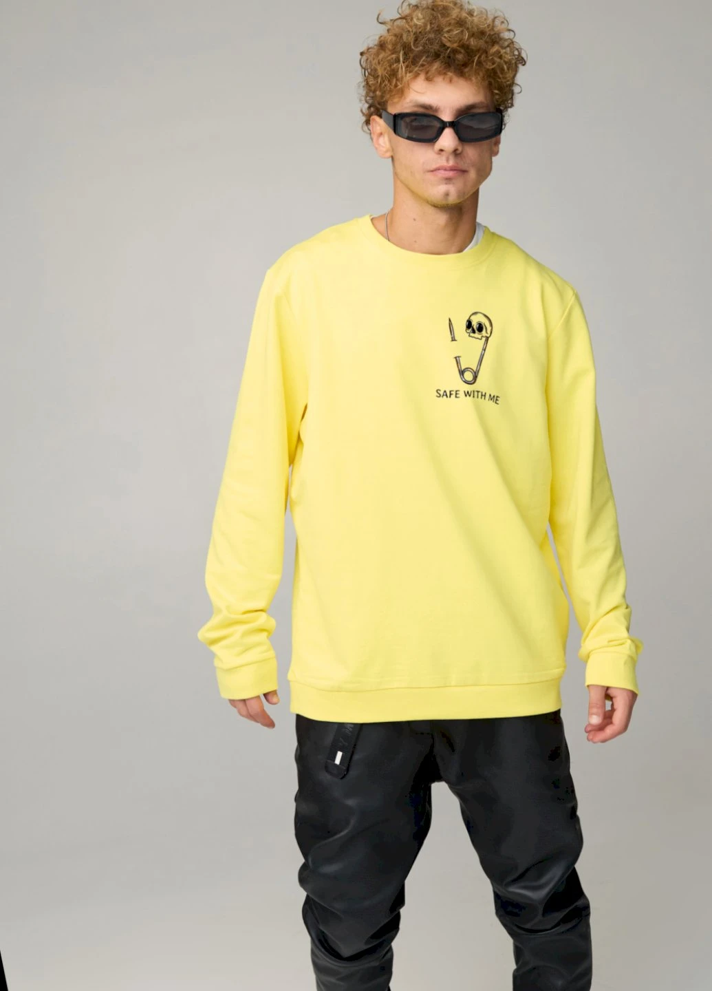 Желтый світшот чоловічий oversize /no flis/ YAPPI рисунок (254557735)