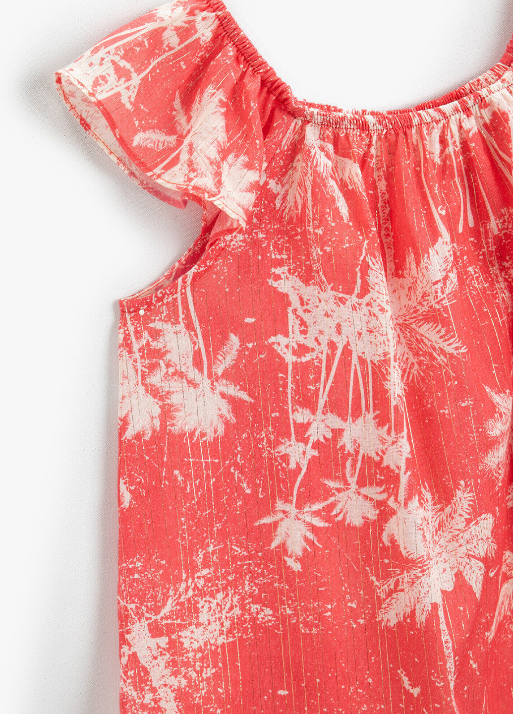 Светло-красная с рисунком блузка KOTON летняя