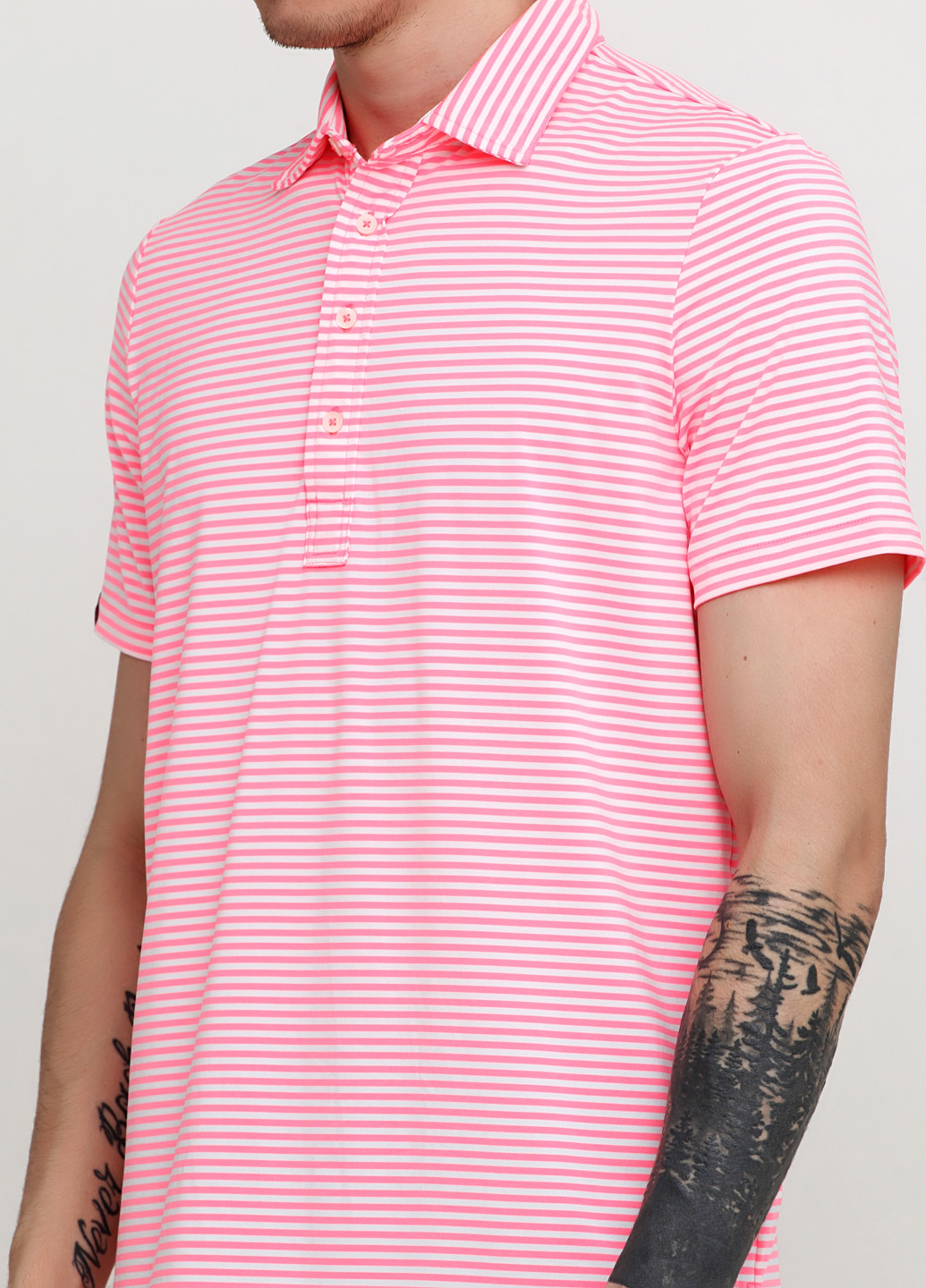 Кислотно-розовая футболка-поло для мужчин Ralph Lauren в полоску
