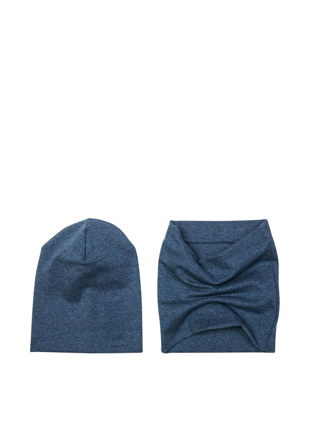 Темно-синій демісезонний комплект (шапка, шарф-снуд) Ляля