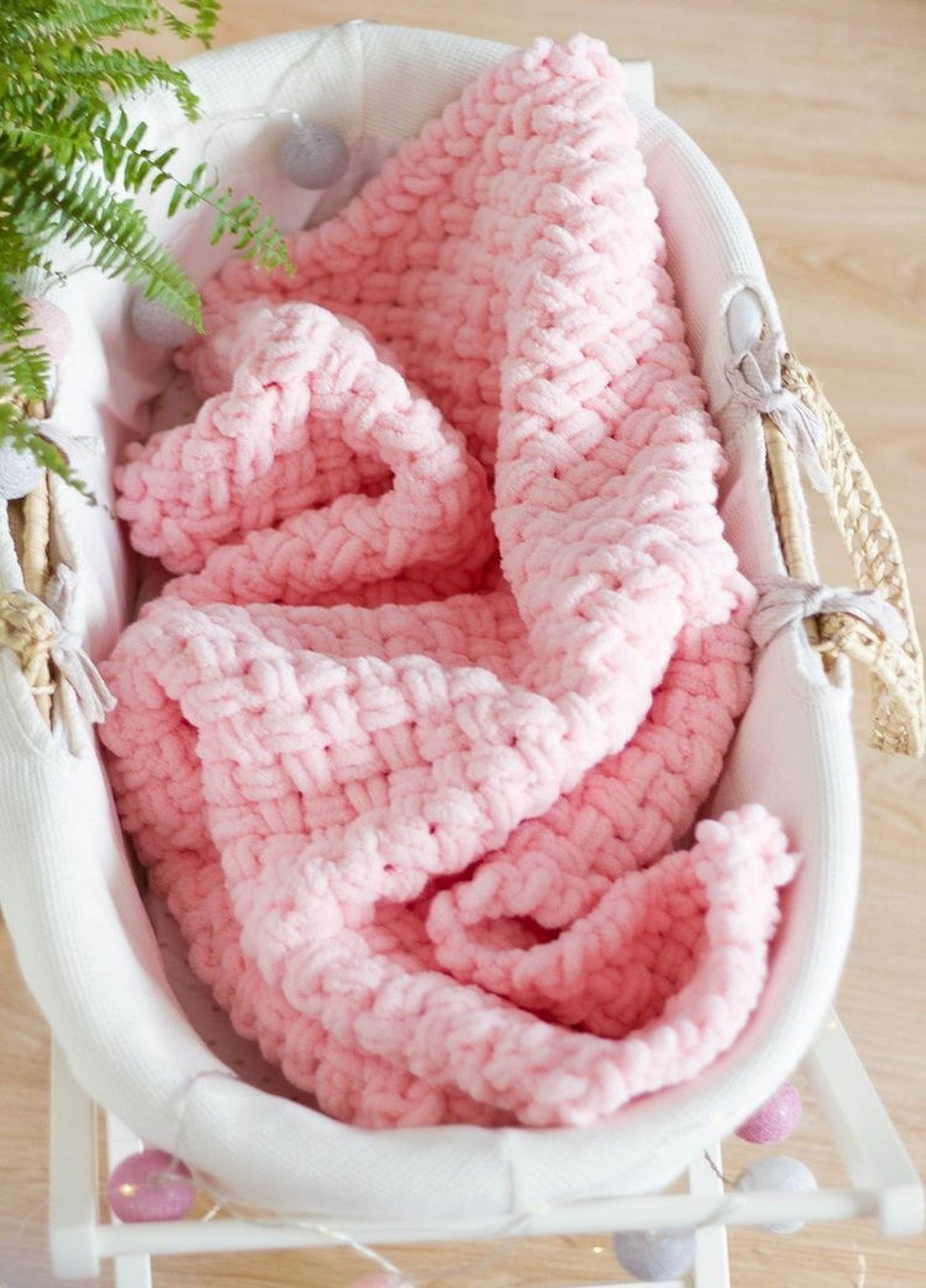 Детский вязаный плюшевый плед в кроватку коляску для новорожденного малыша, 90*90 см Lukoshkino (252913809)